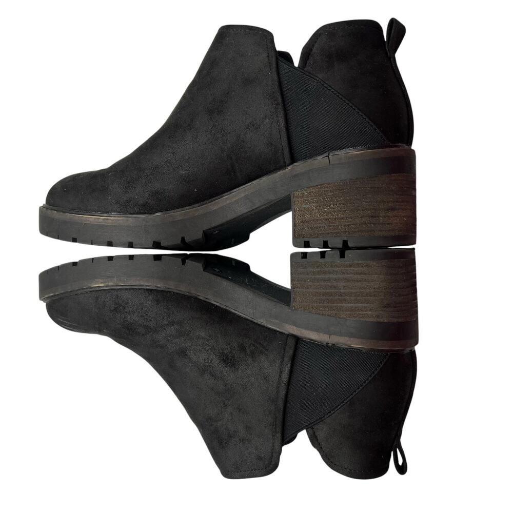 Crown Vintage Chelsea Size 11 Chunky Heel Ankle Boots Booties Black Slip On - Picture 12 of 15
